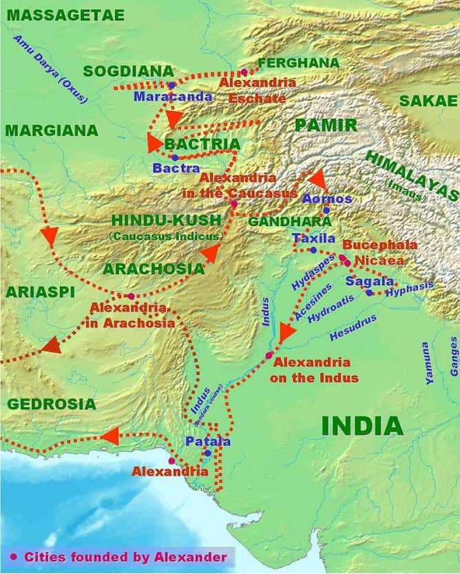 Χάρτης Ινδικής εκστρατείας Μεγ. Αλέξανδρου_πηγή wikipedia